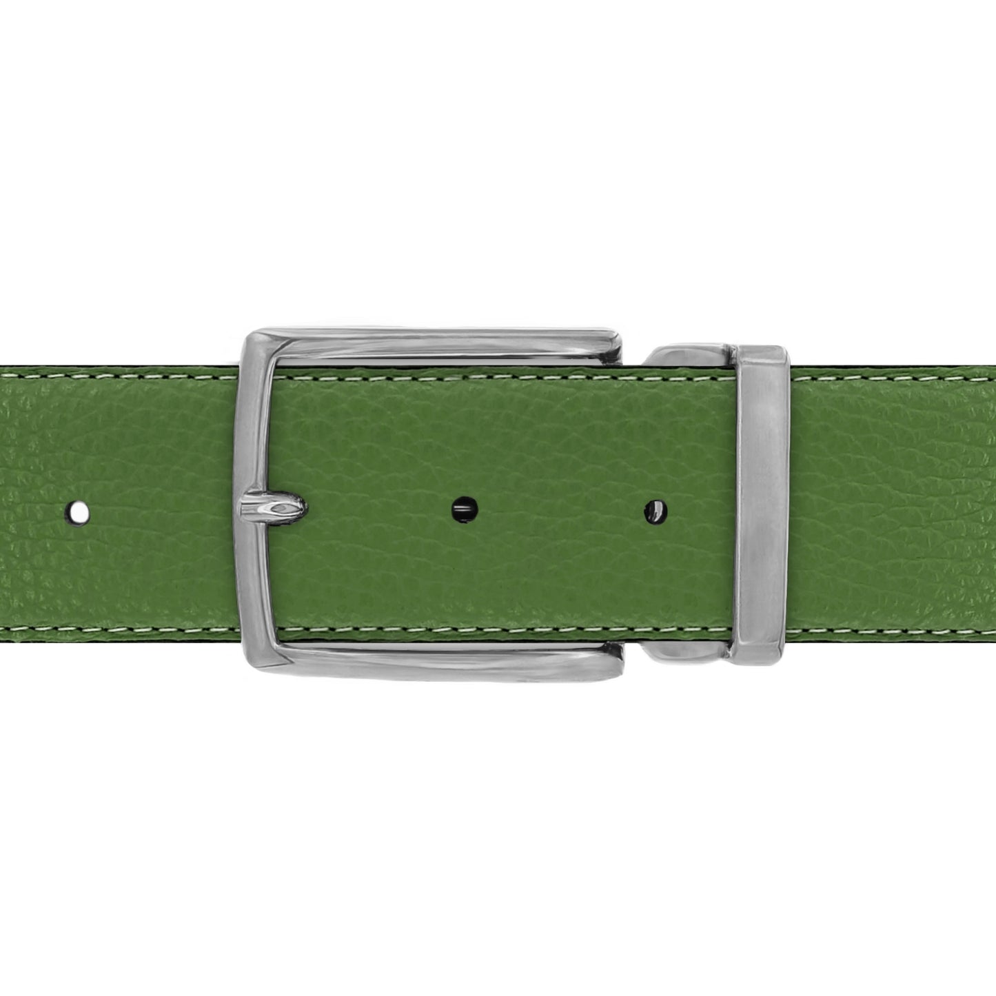 Ceinture 40 mm cuir souple vert olive boucle Milano mate