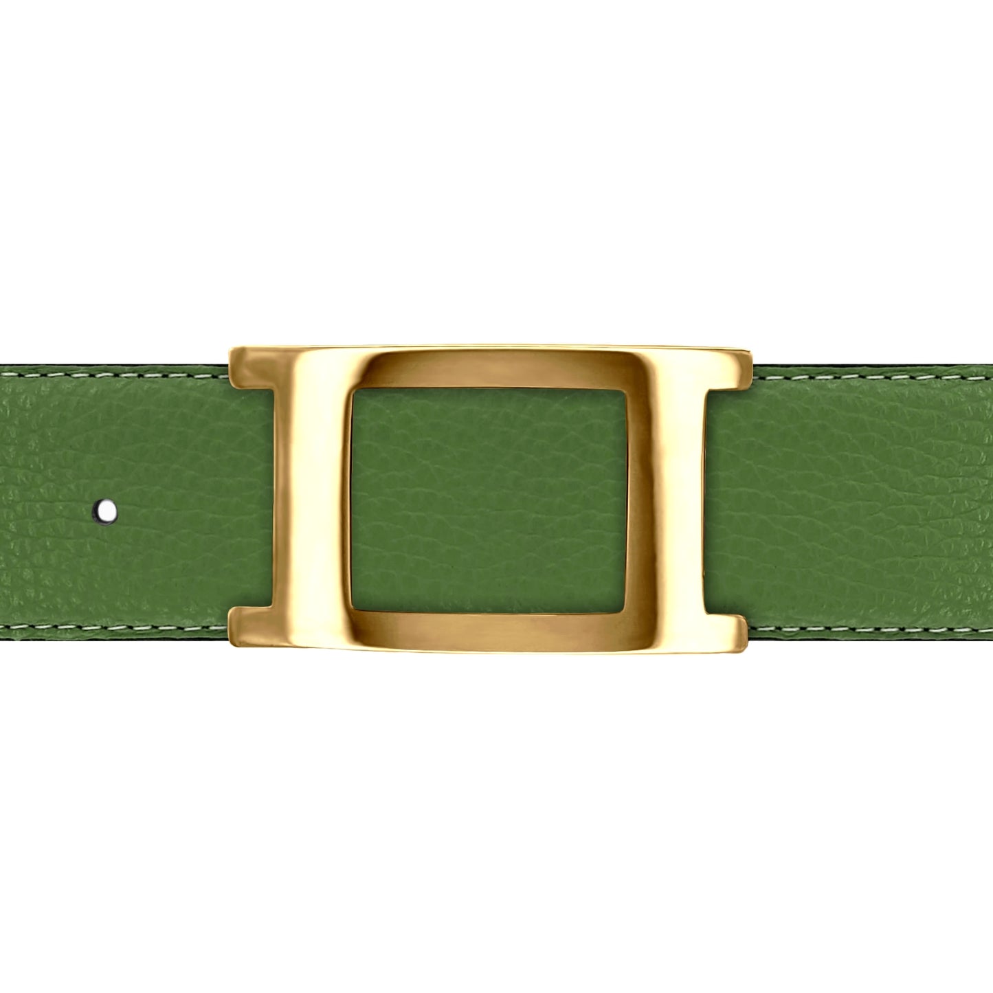 Ceinture 40 mm cuir souple vert olive boucle Portofino or