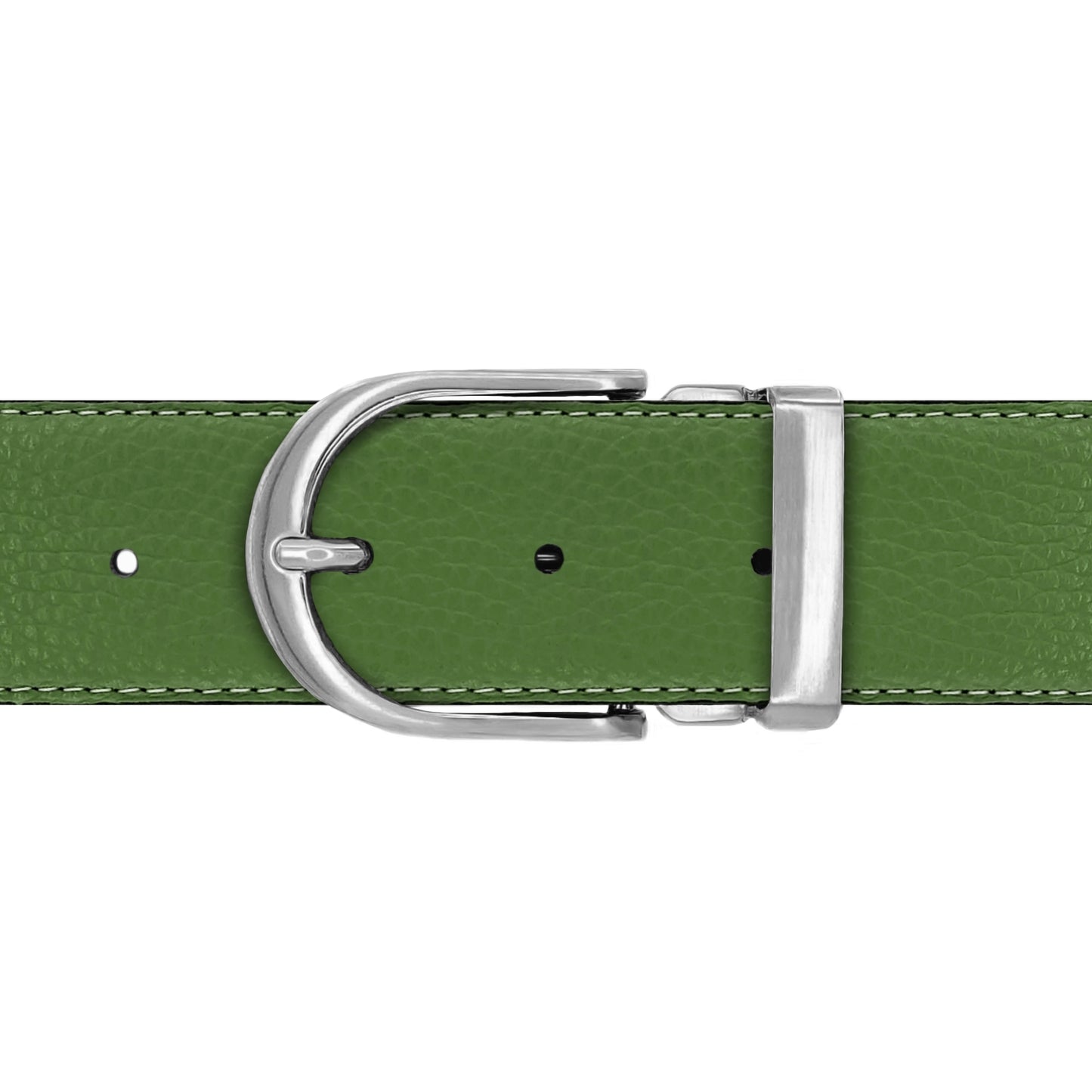 Ceinture 40 mm cuir souple vert olive boucle Roma mate