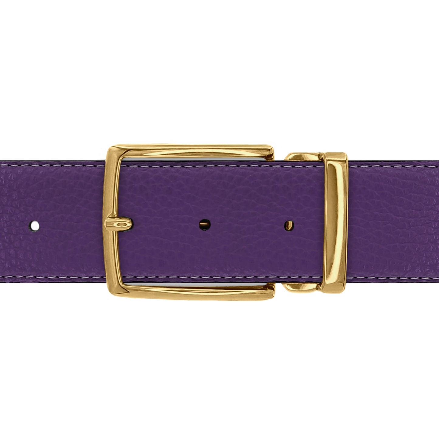 Ceinture 40 mm cuir souple violet boucle Milano or
