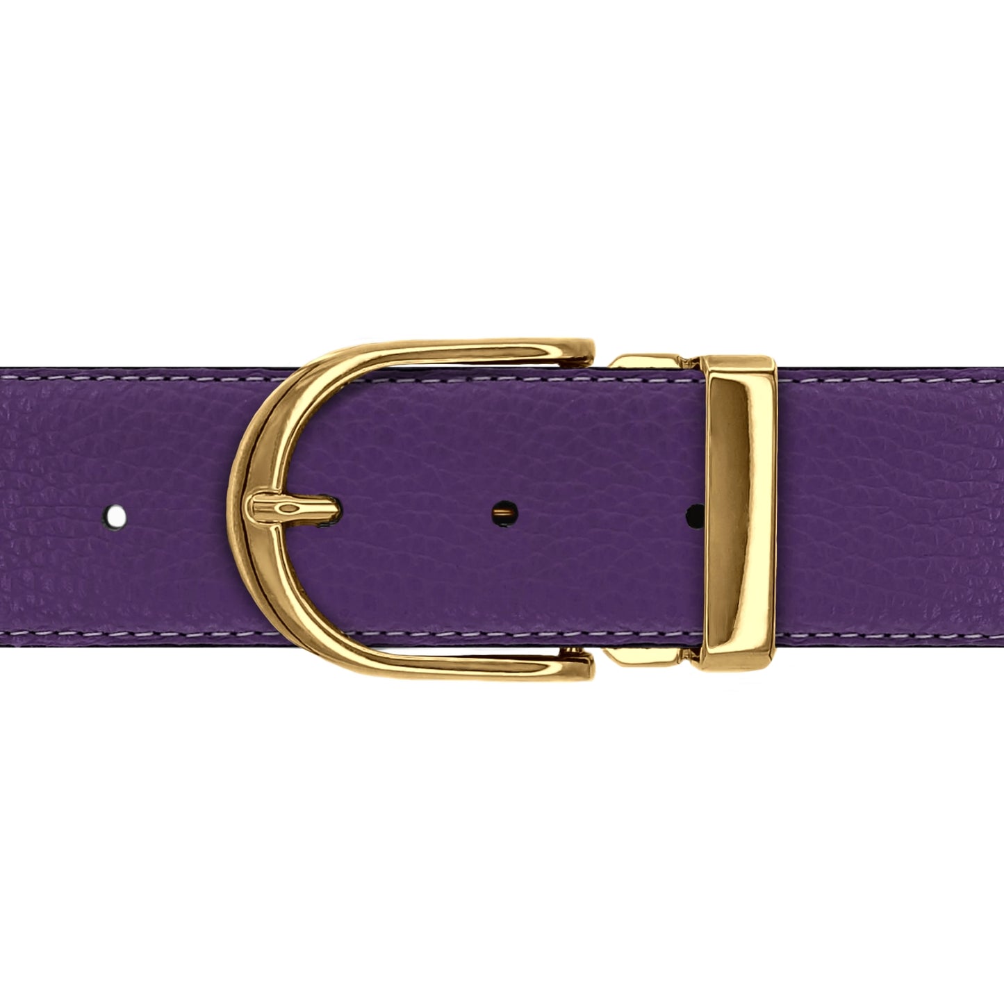 Ceinture 40 mm cuir souple violet boucle Roma or