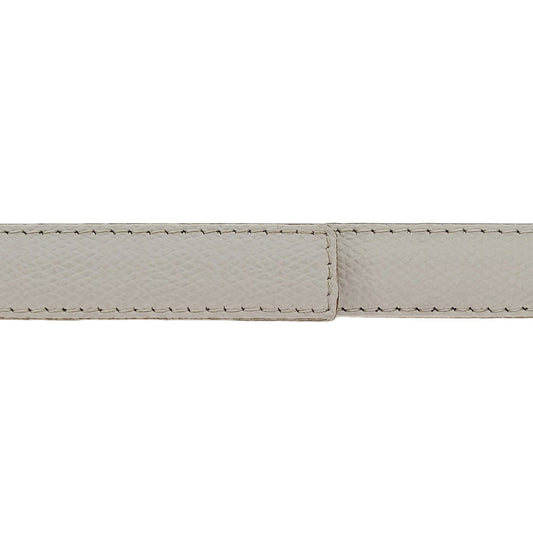 Ceinture 20 mm cuir grainé blanc cassé boucle Paris argent