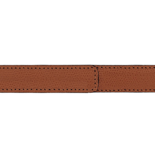 Ceinture 20 mm cuir grainé cognac boucle Paris or