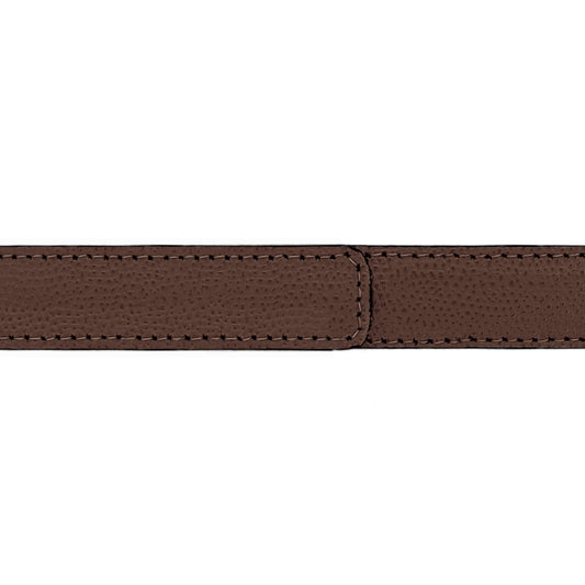 Ceinture 20 mm cuir grainé marron boucle Roma mate