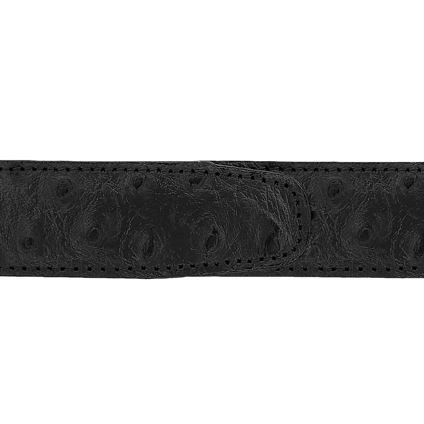 Ceinture 30 mm cuir façon autruche noir boucle Côme mate