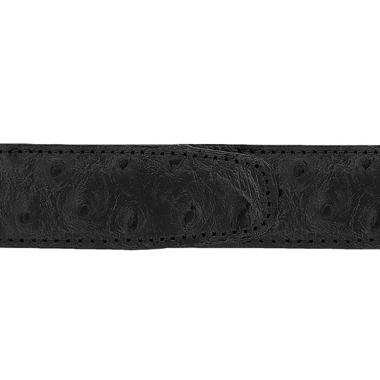 Ceinture 30 mm cuir façon autruche noir boucle Côme argent