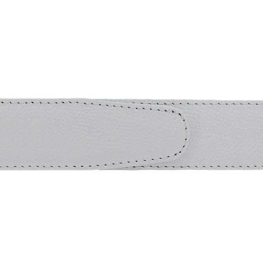 Ceinture 30 mm cuir grainé blanc boucle Roma or