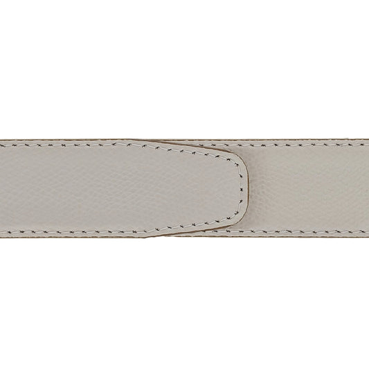Ceinture 30 mm cuir grainé blanc cassé boucle Côme argent
