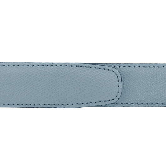 Ceinture 30 mm cuir grainé bleu ciel boucle Roma argent