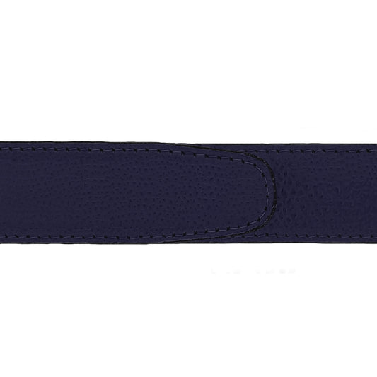 Ceinture 30 mm cuir grainé bleu marine boucle Portofino argent