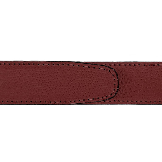 Ceinture 30 mm cuir grainé bordeaux boucle Roma argent