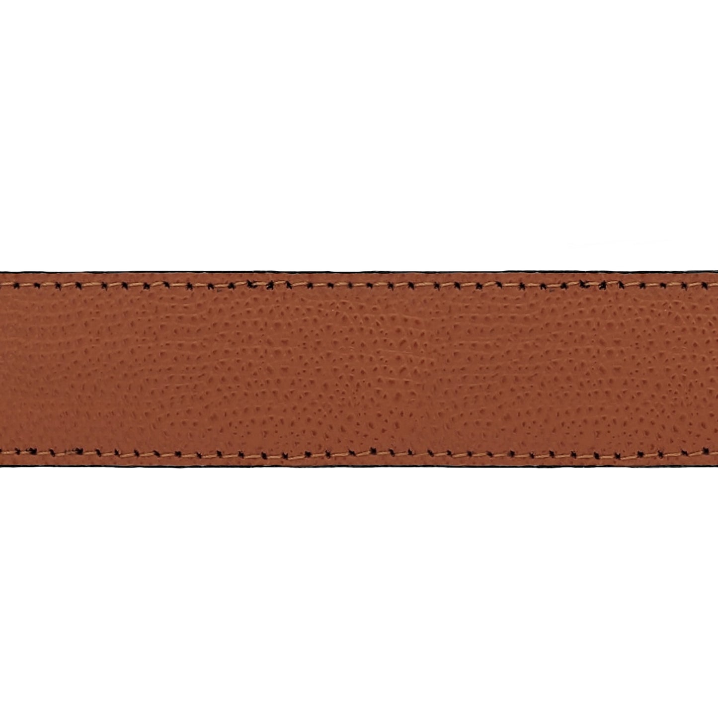 Lanière en cuir grainé cognac 30 mm