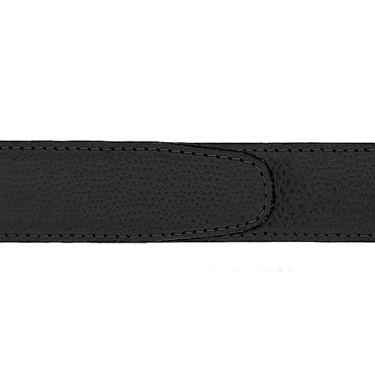 Ceinture 30 mm cuir grainé noir boucle Roma or