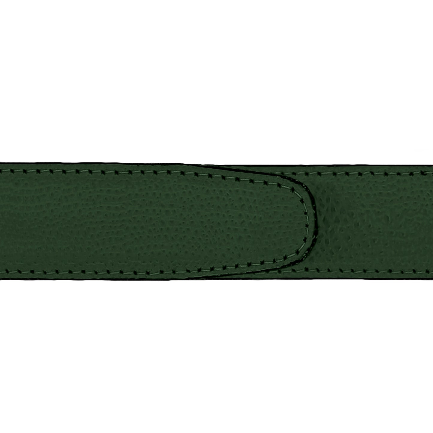 Ceinture 30 mm cuir grainé vert bouteille boucle Portofino argent