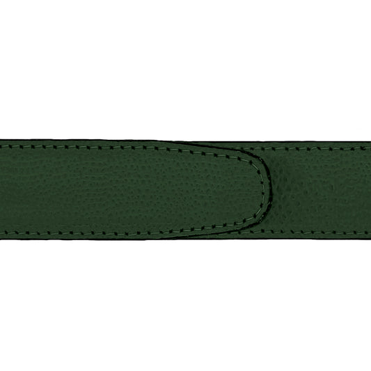 Ceinture 30 mm cuir grainé vert bouteille boucle Roma or