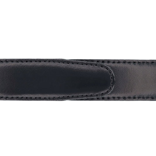 Ceinture 30 mm cuir lisse noir boucle Roma or