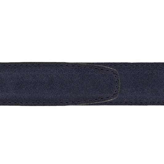 Ceinture 30 mm cuir retourné bleu marine boucle Roma or