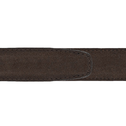 Ceinture 30 mm cuir retourné marron boucle Roma or