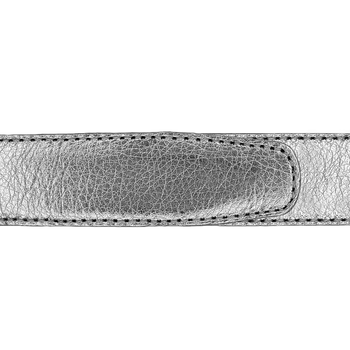 Ceinture 30 mm cuir souple argent boucle Roma mate