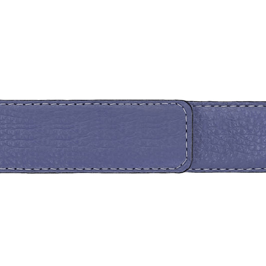 Ceinture 30 mm cuir souple bleu lavande boucle Roma or