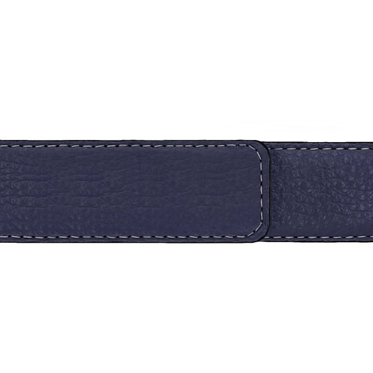 Ceinture 30 mm cuir souple bleu marine boucle Roma or
