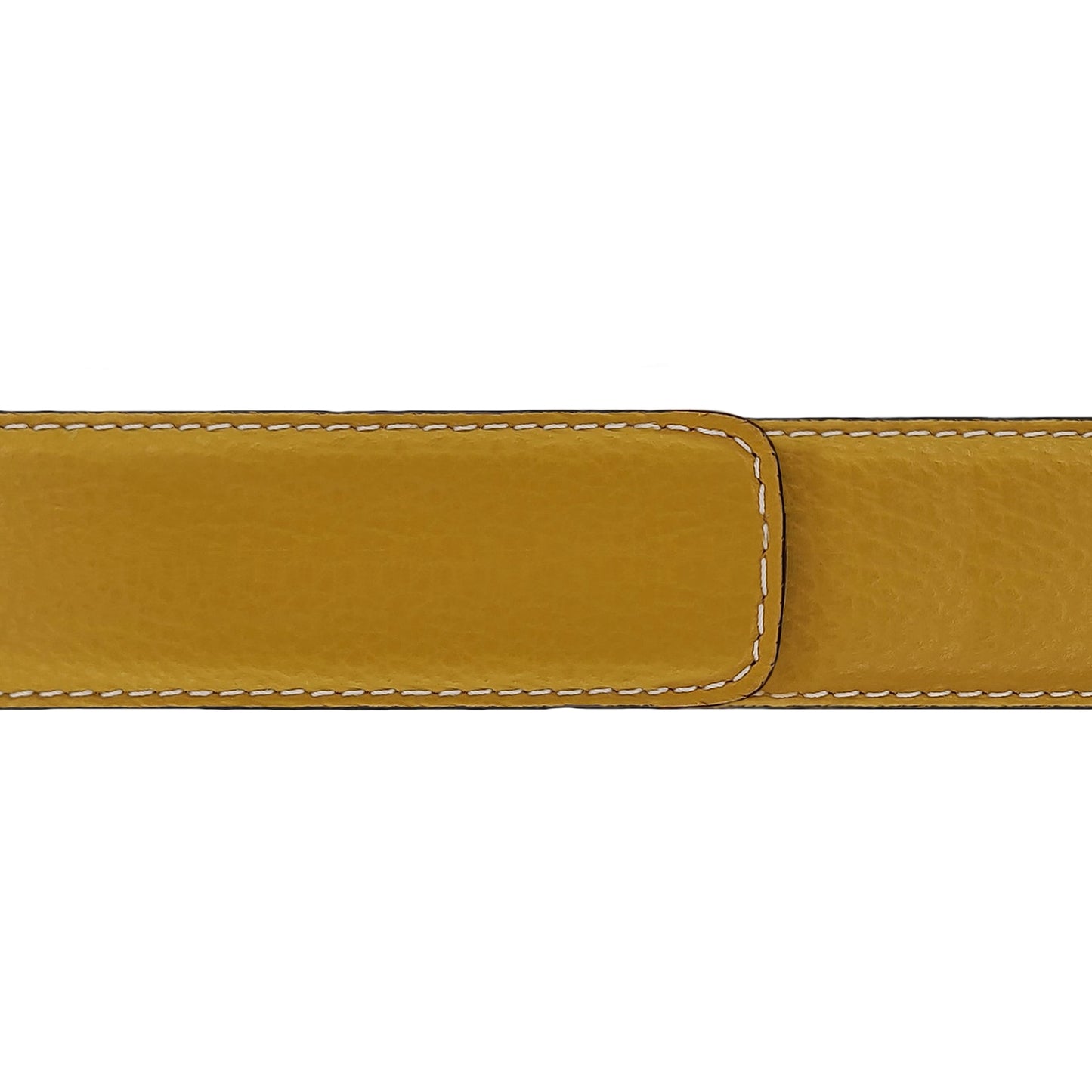 Ceinture 30 mm cuir souple jaune moutarde boucle Roma or