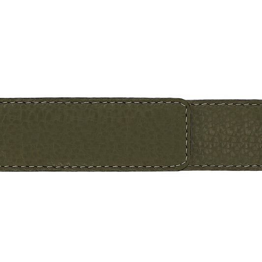 Ceinture 30 mm cuir souple kaki boucle Roma or