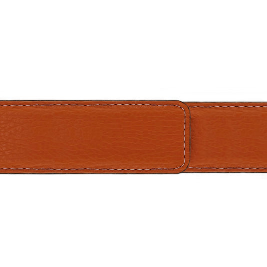 Ceinture 30 mm cuir souple orange boucle Roma or