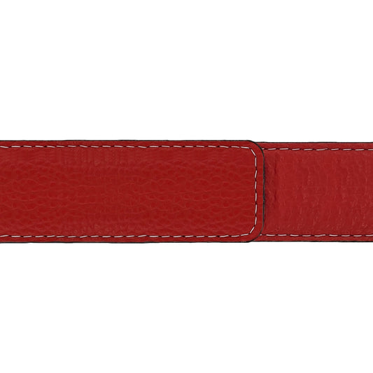 Ceinture 30 mm cuir souple rouge boucle Roma or