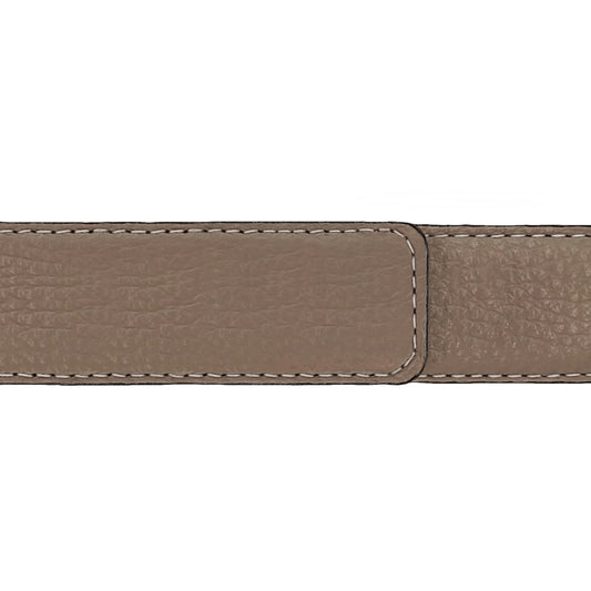Ceinture 30 mm cuir souple taupe boucle Côme argent