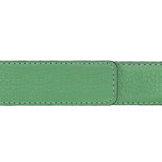 Ceinture 30 mm cuir souple vert d'eau boucle Roma or