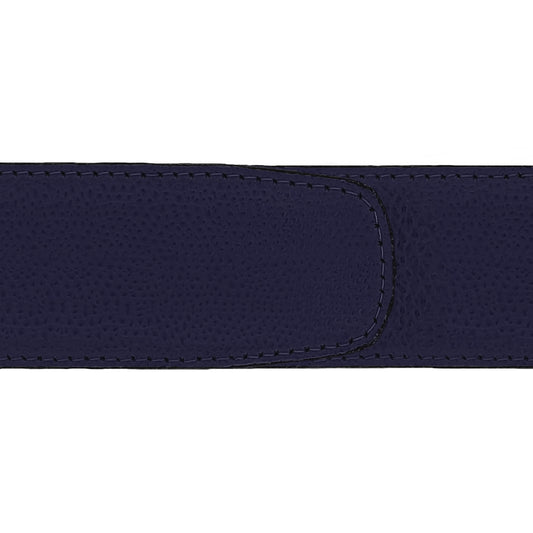 Ceinture 40 mm cuir grainé bleu marine boucle Milano argent