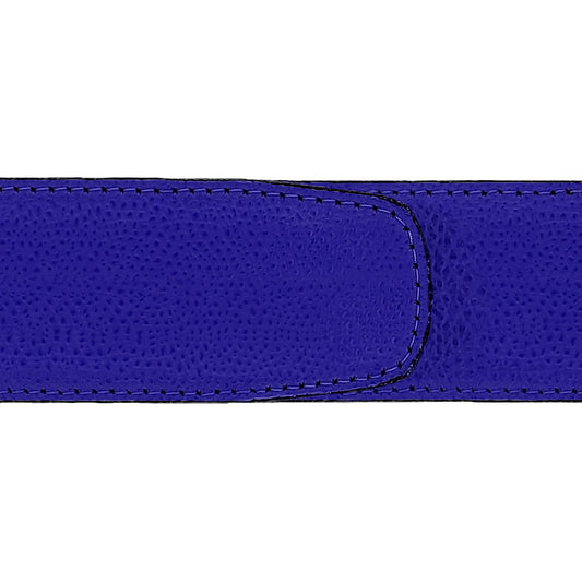 Ceinture 40 mm cuir grainé bleu roi boucle Milano argent