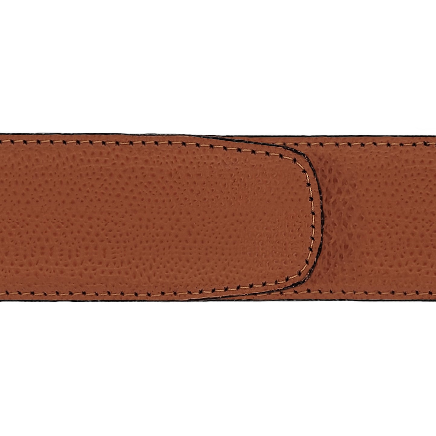 Lanière en cuir grainé cognac 40 mm
