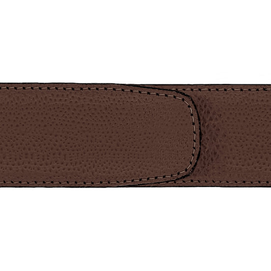 Ceinture 40 mm cuir grainé marron boucle Roma or