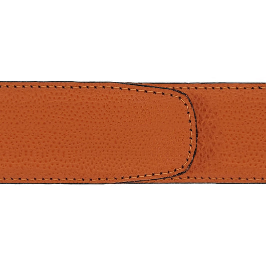 Ceinture 40 mm cuir grainé orange boucle Roma or