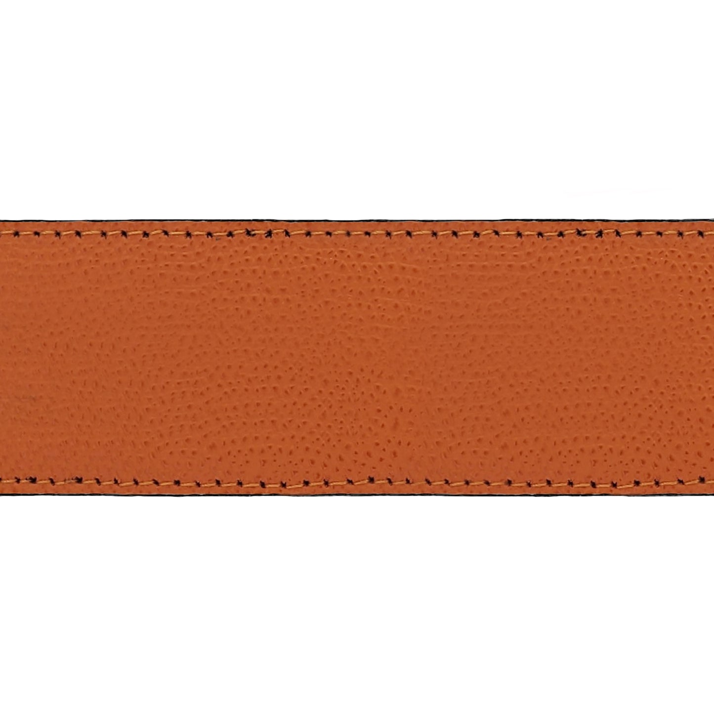 Lanière en cuir grainé orange 40 mm