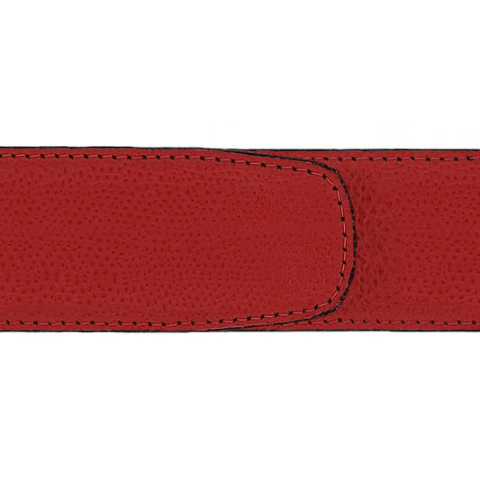 Ceinture 40 mm cuir grainé rouge boucle Roma or