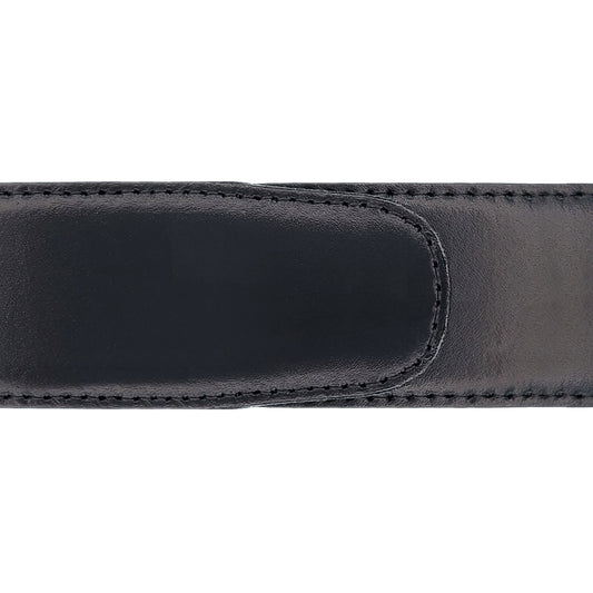 Ceinture 40 mm cuir lisse noir boucle Milano argent