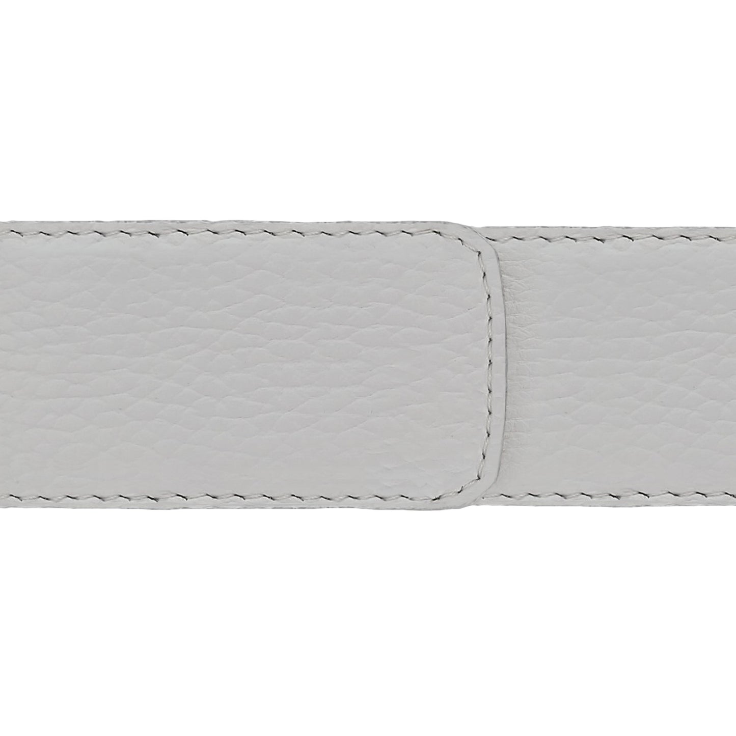 Ceinture 40 mm cuir souple blanc boucle Roma argent