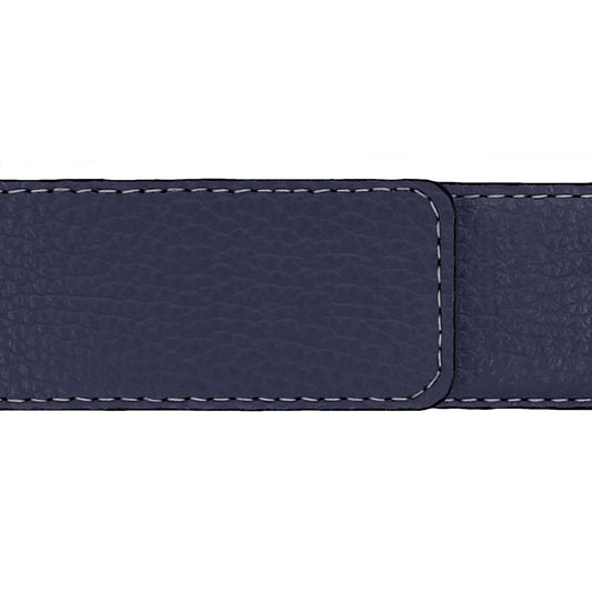 Ceinture 40 mm cuir souple bleu marine boucle Milano argent