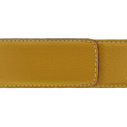 Ceinture 40 mm cuir souple jaune moutarde boucle Roma mate