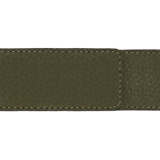 Ceinture 40 mm cuir souple kaki boucle Portofino argent