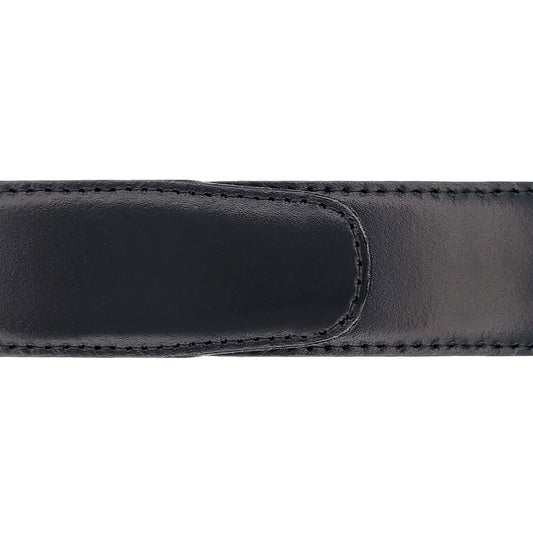 Ceinture 35 mm cuir lisse noir boucle Capri argent