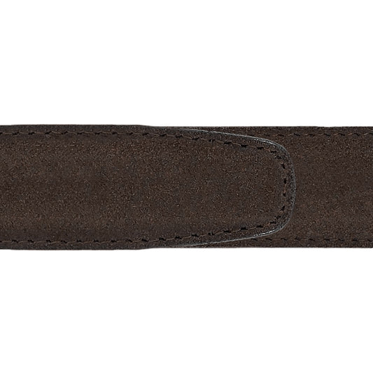Ceinture 35 mm cuir retourné marron boucle Capri argent