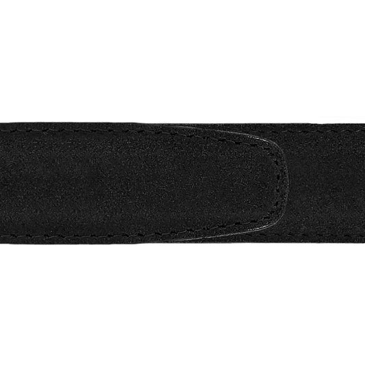 Ceinture 35 mm cuir retourné noir boucle Capri argent