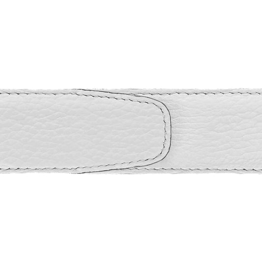 Ceinture 35 mm cuir souple blanc boucle Capri argent