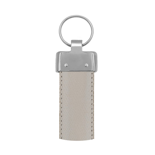 Porte clés 30 mm cuir grainé blanc cassé