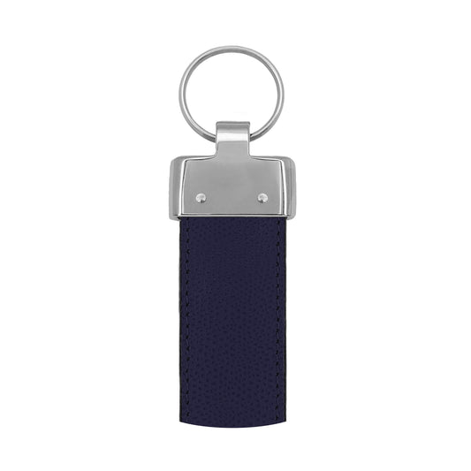 Porte clés 30 mm cuir grainé bleu marine
