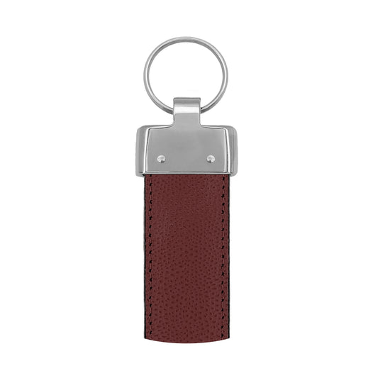 Porte clés 30 mm cuir grainé bordeaux